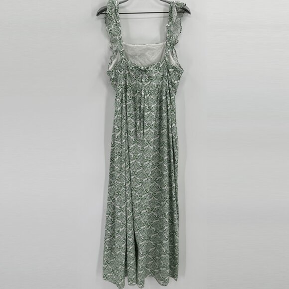 Gal Meets Glam Green Floral Sloane Maxi Dress 100% Cotton Sleeveless Lined US 8 - Picture 5 of 7